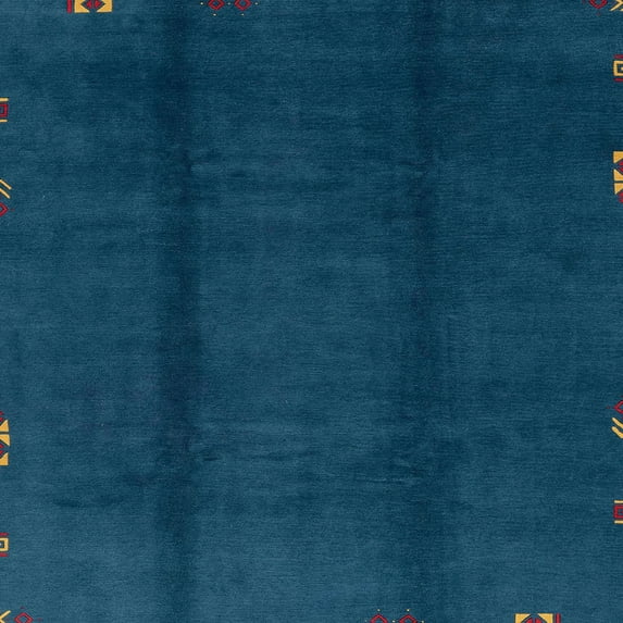 Ahgly Company Machine Washable Indoor Square Abstract Teal Green Area Rugs, 5' Square