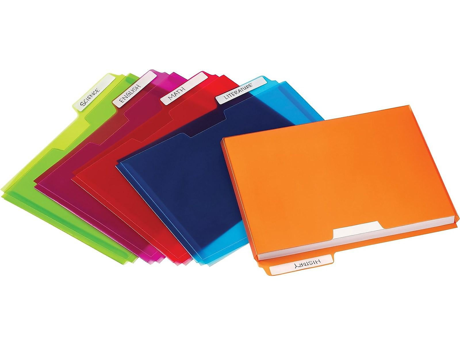 Staples Poly File Pockets Letter Size Assorted Colors 5/Pack (20674