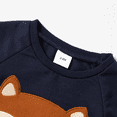 thumbnail image 4 of PatPat 2pcs Cartoon Fox Pattern Navy Baby Long-sleeve Cotton Pullover and Pants Set Navy Size 6-9 Months, 4 of 12