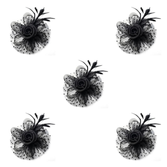 Jumpingount Tocado de boda con flores para el pelo, estilo Retro, adorno para el pelo de fiesta Simple, colgante de cabeza nupcial multiusos, negro Type2 NO2