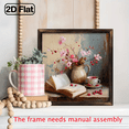 thumbnail image 6 of 2D Flat - 1pc Vintage Floral Still Life Wood Framed Sign, Classic Book and Flowers Wall Art for Living Room, Bedroom, Home Decor, Birthday, Decorative Plaque, Multipurpose Wall Hanging, Manufactur, 6 of 9