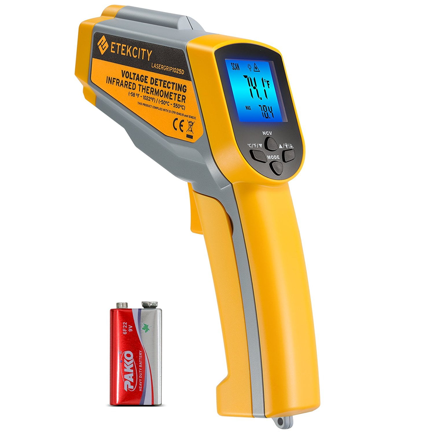 Etekcity Lasergrip 1025D Digital Dual Laser Infrared Thermometer Temperature Gun Noncontact 58