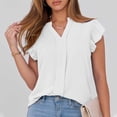 thumbnail image 4 of Womens Dressy Casual Tops Ruffle Petal Short Sleeve V Neck Shirts Elegant Summer Business Work Tunic Blouses, 4 of 7