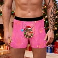 thumbnail image 2 of Yuncity Mens Christmas Underwear Boxer Briefs Festive Cartoon Print Mid-Length Comfortable Holiday Men Underpants Pink M, 2 of 6