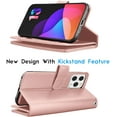 thumbnail image 5 of iPhone 13 Mini Case, iPhone 13 Mini Wallet Case, Tekcoo Luxury PU Leather Cash Credit Card Slots Holder Carrying Folio Flip Cover [Detachable Magnetic Hard Case] Kickstand [Rose Gold], 5 of 7