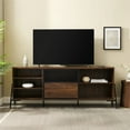 thumbnail image 3 of Fenton 70" 2-Door Sliding Metal Mesh Door TV Console in Dark Walnut, 3 of 8