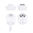 thumbnail image 2 of Spencer 2Pcs Fake Collar Detachable Dickey Collar Blouse Half Shirts Chiffon Elegant False Collar for Girls and Women (White Pointed& Bow-knot), 2 of 8