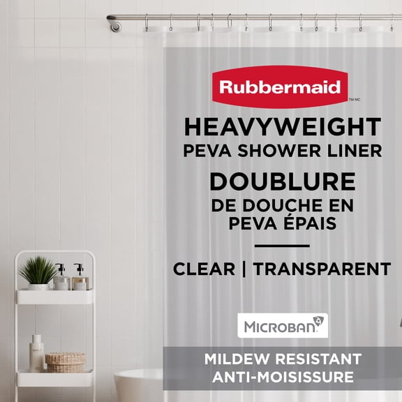 Rubbermaid Heavyweight Waterproof PEVA Shower Liner, BPA-Free