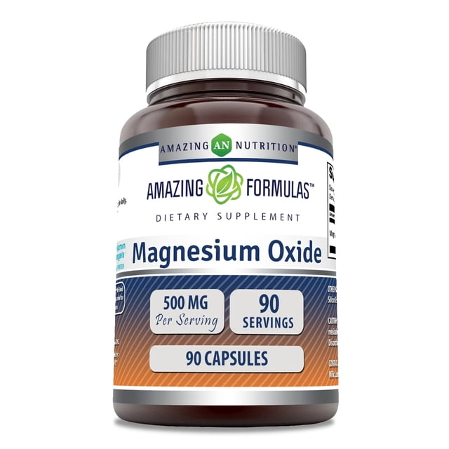 Suplemento Amazing Formulas de óxido de magnesio 500 mg 90 cápsulas