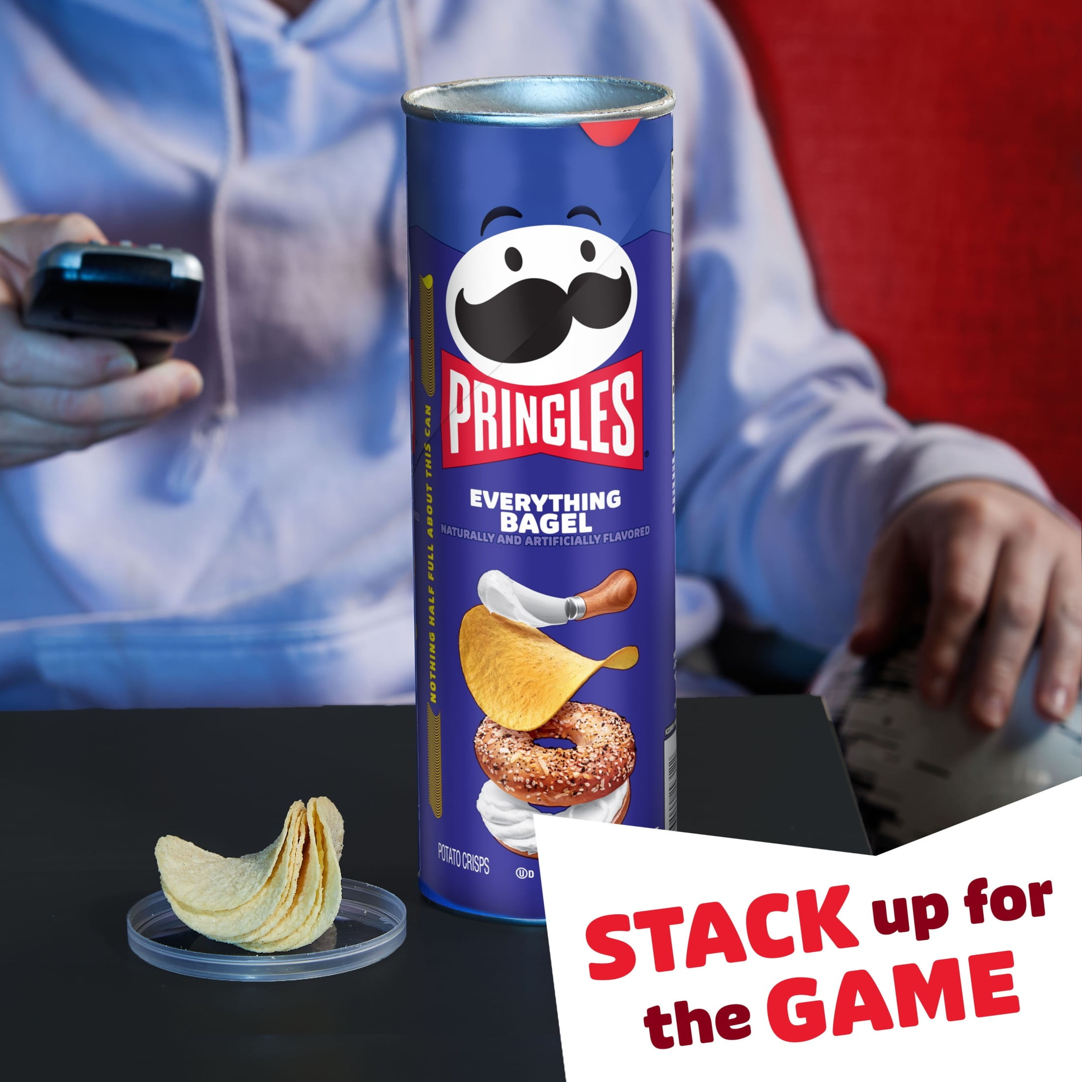 Pringles Everything Bagel Potato Crisps Chips, Lunch Snacks, 5.5 oz Canister