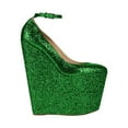 thumbnail image 2 of XYD Women Glitter Pointed Toe Wedge Heel Pumps Ankle Buckle Strap Platform Super High Heels Party Fashion Show Shoes Size 6.5 Green, 2 of 4