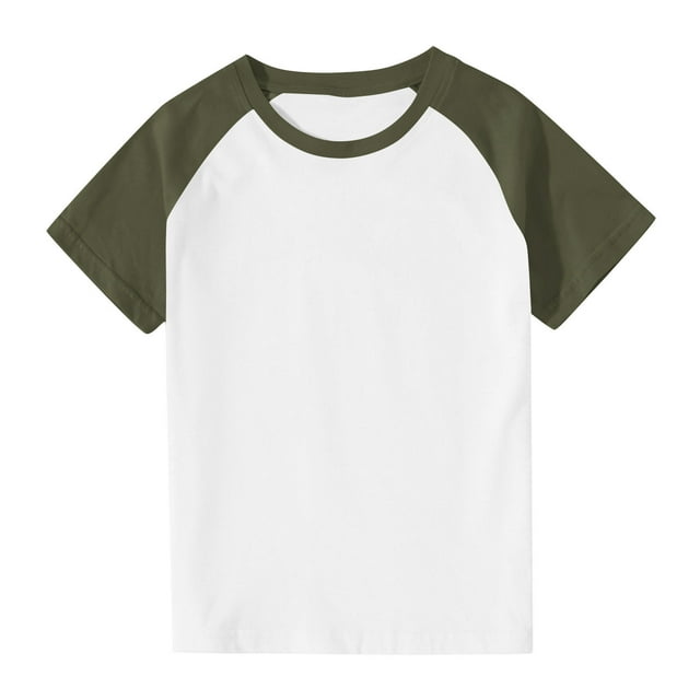 Plebaso T-Shirts d'Été Garçons Filles Manches Courtes Tee-Shirts à Blocs de Couleur pour Enfants Col Rond Décontracté