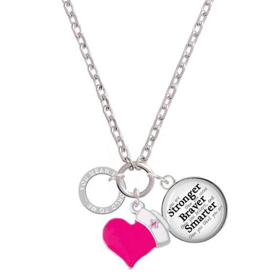 Delight Jewelry You Mean The World To Me Infinity Ring - Hot Pink Heart Nurse Strong Zoe Necklace