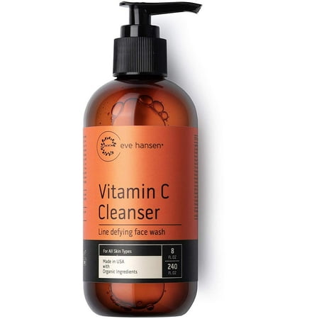 Eve Hansen Vitamin C Face Wash | HUGE 8 oz Anti-Aging Skin Cleanser for Dark Circles, Age Spots and Fine Lines | Blackhead Remover, Hyperpigmentation Treatment, Pore Minimizer Gel Face Cleanser