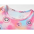 thumbnail image 2 of Beezizac Summer Tie Dye Pajamas for Girls Smiling Face Pattern Tween Clothes PJ Set Big Kid Size 6, 2 of 7