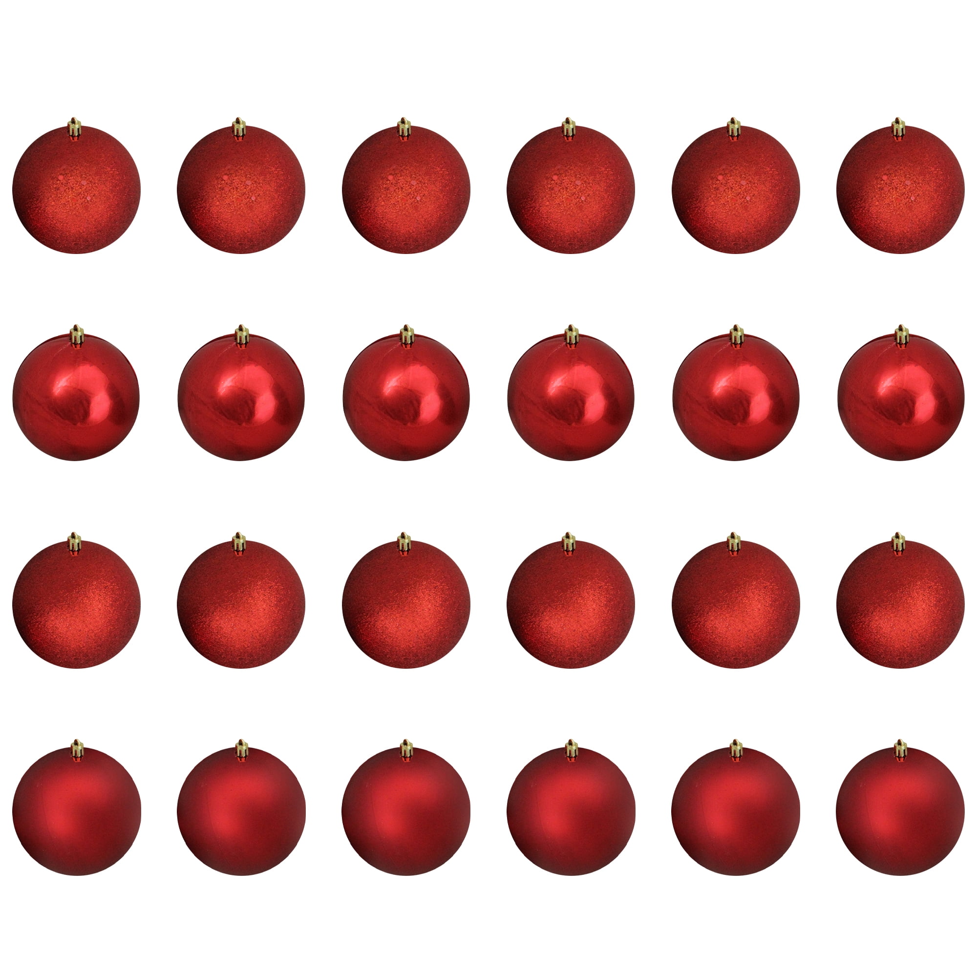 Northlight 12ct Shatterproof 4-Finish Christmas Ball Ornament Set 4" - Red