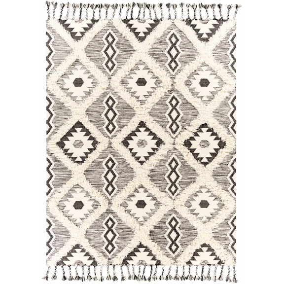 BoutiqueRugs Jarales Bohemian, Transitional Area Rug - Black, Cream - 3' x 5'