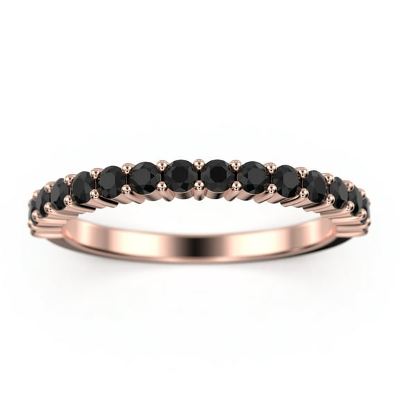 0.80ct Shared Prong Black Diamond Moissanite 18K Rose Gold Over Silver Wedding Band
