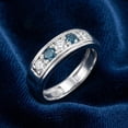 thumbnail image 5 of Pompeii 1 Ct T.W. Blue & White Diamond Mens Wedding Ring 5-Stone Anniversary White Gold, 5 of 6