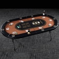 thumbnail image 5 of Barrington 10 Player Poker Table, Foldable with Padded Rails & Steel Cup Holders, Black/Brown, 5 of 9