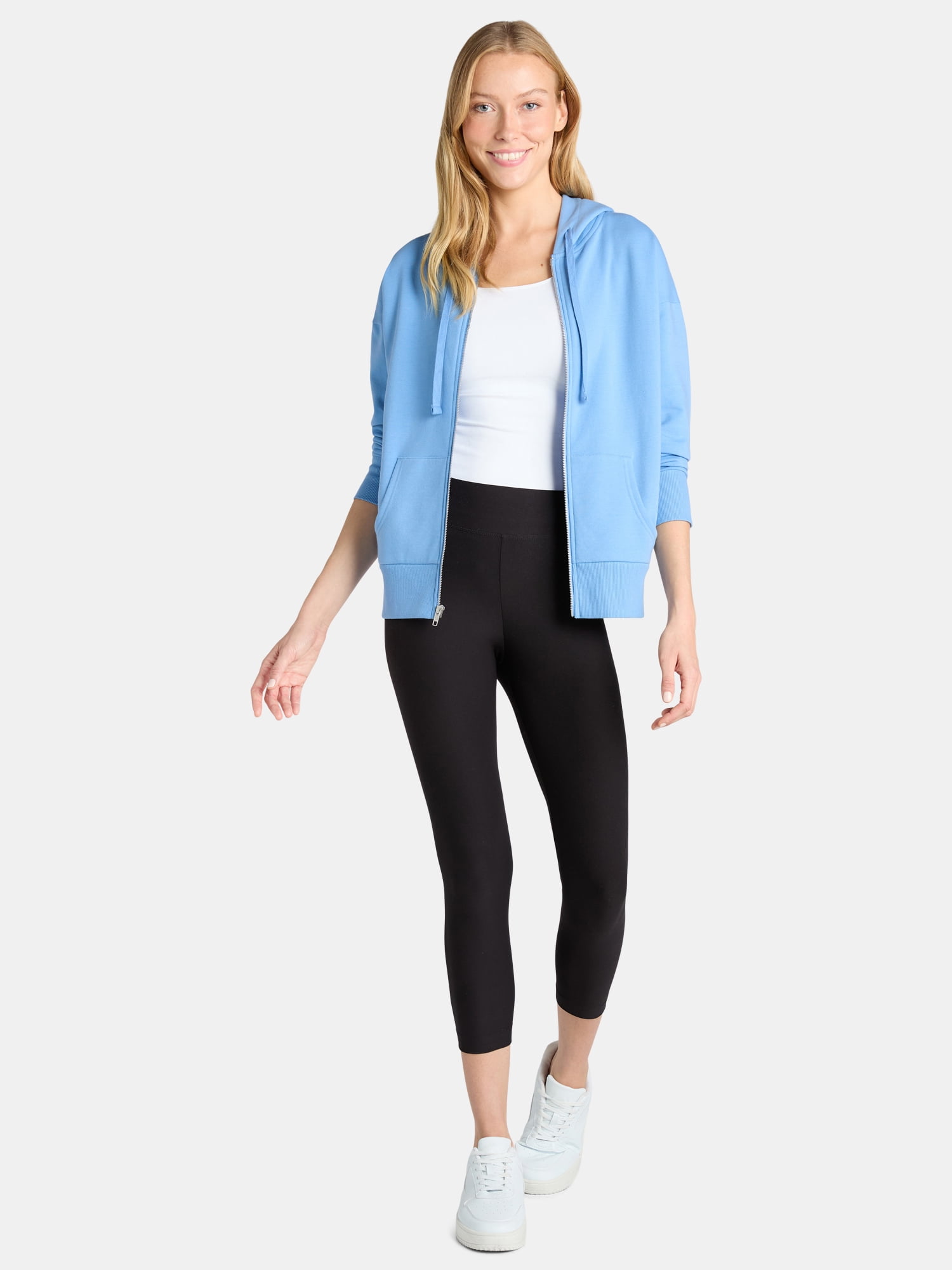 Time & Tru Women's Zip Up Fleece Hoodie with Hood, Sizes XS-4X