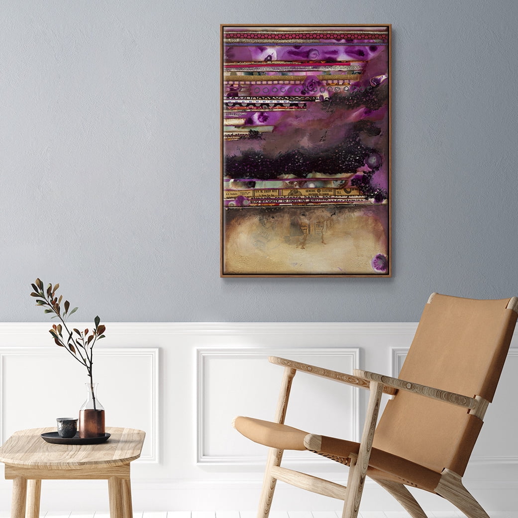 Fuschia on Fire Framed Premium Gallery Wrapped Canvas - Ready to Hang - 27 x 41 - Walnut Floating Frame