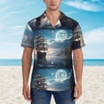 thumbnail image 2 of Fotbe Moonlit Sea Sailboat Camisa Hawaiana para Hombre Unisex – Camisa Casual de Verano con Botones de Manga Corta de Algodón y Lino,XX-Large, 2 of 7