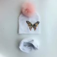 thumbnail image 1 of Conjunto de sombreros de bebé para niña, gorro con estampado de unicornio y mariposa, gorro de algodón tejido, bufanda, cuello, baberos, gorros para niño, 1 of 4