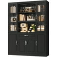 thumbnail image 3 of Homfa 74‘’ Tall Kitchen Pantry Cabinet, 6 Doors Storage Cabinet with Wine Rack and Adjustable Shelves, Kitchen Food Cabinets with Hutch & Drawer, Black, 3 of 9