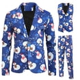 thumbnail image 4 of Trajes de Navidad para hombres, uniforme de 3 piezas, trajes diarios, copo de nieve, muñeco de nieve, árbol, chaqueta con estampado, chaqueta, pantalones, chalecos, conjunto masculino para Navidad, 4 of 5