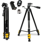 KODAK PhotoGear 62" Tripod with Remote | Compact 3-Section Flip-Lock Aluminum Tripod Adjusts 22”-62”, QuickRelease Plate, Smartphone Adapter & 1/4” to 3/8” Screw, Bubble Level, Carry Case, & E-Guide