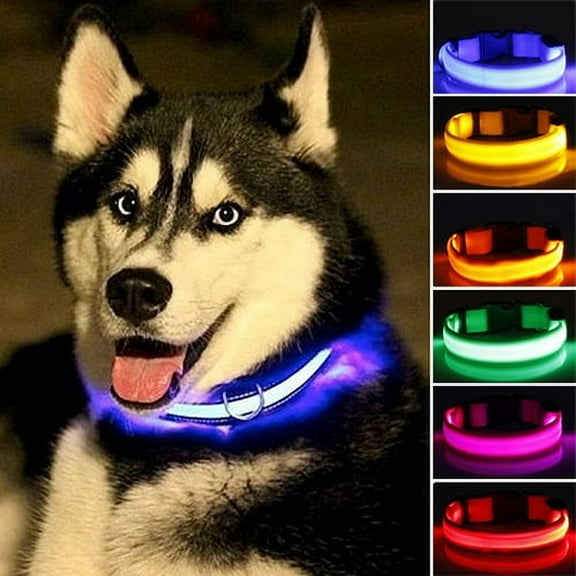 LA TALUS Puppy Dog Cat Night Safety Flashing Luminous LED Light Adjustable Pet Collar Blue L