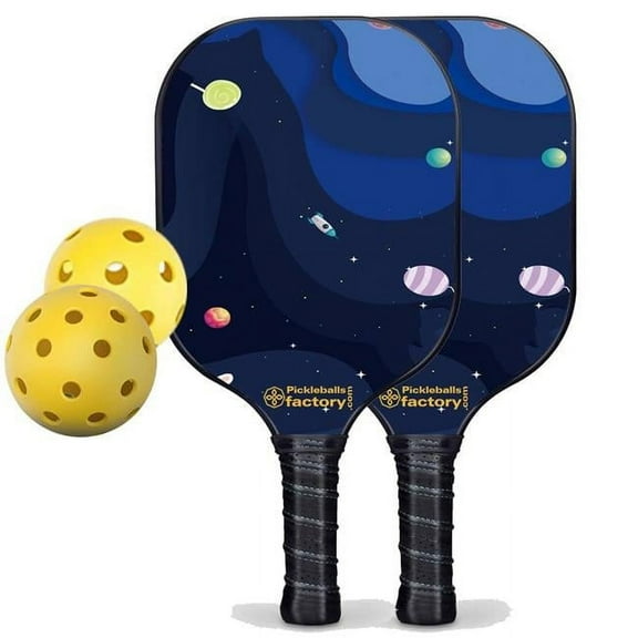 Pickleball Factory PB00050-2-G Near Me Pickleball Set - Starry Night Pro Pickleball Paddle, Best Beginner Pickleball Paddles Sets, Glassfiber Graphite