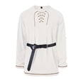 thumbnail image 2 of LMOIPLI Men Medieval Lace Up Tunic Long Sleeve Shirt, Vintage Renaissance Cosplay Blouse with Matching Belt, Loose Linen Blend Casual Renaissance Costume Top White XXXL, 2 of 6