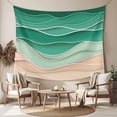 thumbnail image 2 of Geometric Green Tapestry for Bedroom Wall Hanging Tapestry, Ocean Wave Stripes Modern Abstract Beach Ceiling Backdrop Tapestries Poster Blanket Wall Decor for Teens Room Living Room Dorm 59" x 90", 2 of 8