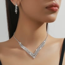 Faty-T Crystal Necklace Earrings Bracelet Jewelry Set For Bride Bridal Bridesmaid Wedding Prom Evening Party Costume Jewelry Set Accessories Gifts for Women