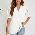 thumbnail image 2 of cfhntfmh V Neck Tops for Women Short Sleeve Plain Tees Baggy Cutton Summer Basic T-Shirt, 2 of 4