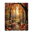 thumbnail image 2 of Fall Pumpkins Shower Curtain, Autumn Thanksgiving Harvest Halloween Forest Rural Trail Bathroom Decor, Polyester Fabric Waterproof Bathroom Curtain，70.9"x59"(C), 2 of 6