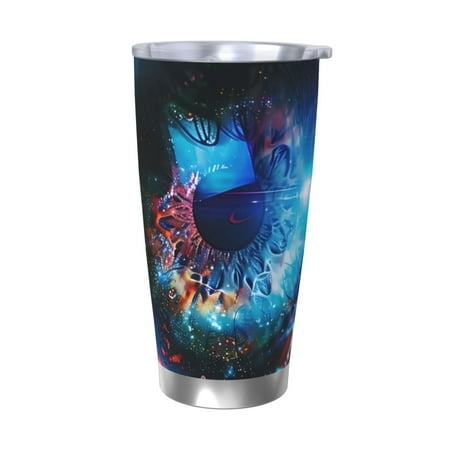 

Qekee Modern Colorful Eyes Print 20OZ Car Cup Stainless Steel Vacuum Insulated Tumbler Tumbler Cup With Lid And Straw Travel Coffee Mug-Without Straw