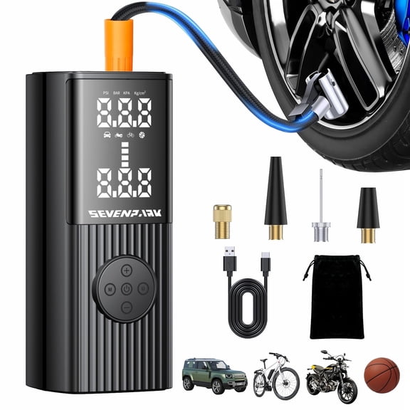 Cordless Tire Inflator Portable Air Compressor, 150 PSI Air Pump with Auto Shutoff & LED Light, Digital Gauge, Fast Inflation for Car, Motorcycle, Bike, Balls