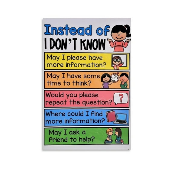 Instead of I Don't Know Anchor Chart Therapy Poster Classroom Posters High School Canvas Painting Wall Art Poster for Bedroom Living Room Decor