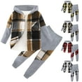 thumbnail image 4 of Girls Boys Sweatsuit Set 2 Piece Kids Outfits for Girls Tracksuit Hoodie and Jogger Set Plaid Long Sleeve Pullover Soft Fall Winter Outfits Set Boys Winter Clothes 5T, 4 of 4