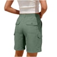 thumbnail image 3 of Rggeeun Womens Shorts Solid Color Elastic High Waist Cargo Slim Fit With Front & Back Pockets Cuff Wide Leg For Office Trendy Bottoms,Light Green,M, 3 of 5
