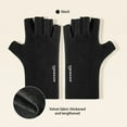 thumbnail image 4 of Neoyler 2 pack Winter Gloves German Velvet Half Finger Touchscreen Soft Warm Outdoor Cold Protection Flattering Hand Shape Relaxedable Breathable for Everyday Outdoor Use Black 7.9x4.1in, 4 of 6