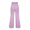thumbnail image 6 of Mrat Women Work Pants Full Length Pants Ladies Fashion Casual High Waist Elastic Waist Drawstring Straps Solid Color Ruffle Wide Leg Long Pants Women's Cropped Waist Pants, 6 of 6