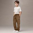 thumbnail image 2 of CAUYDY Kids Casual Sweatpants for Boys Tween Baggy Cargo Pants Teen School Athletic Joggers Elastic Waist Fall Winter Brown Sizes 7-8 Years, 2 of 7