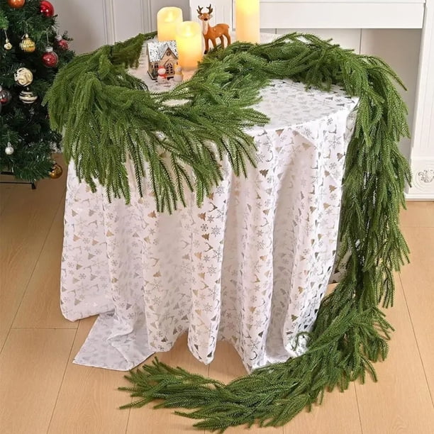 Adornos navideños, adornos navideños, decoración navideña de ratán artificial, corona de agujas de pino con mango de gel suave, ratán artificial navideño, vegetación, decoración del hogar, ratán de pl