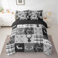 thumbnail image 2 of Homewish Jungle Deer Moose Bedding Comforter Set 7pcs for Men, Grey Camo Buffalo King Bedding Sets, Rustic Hunting Theme Reversible Bed Sheets, Super Cozy Room Decor, 2 of 7