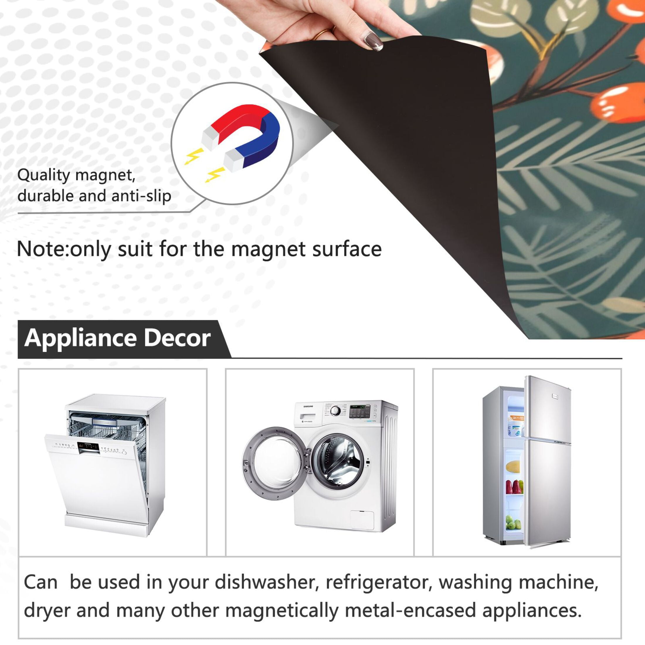 Dishwasher Magnetic Sticker 23x26 Inch Refrigerator Magnetic Sticker Washing Machine Magnetic Sticker Kitchen Panel Magnetic Sticker Home Decor Christmas Bird
