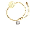 thumbnail image 2 of Delight Jewelry Silvertone Disc 1/2'' Initial - m - Gold-tone Flower Link Chain Bracelet, 6.75"+2" Extender, 2 of 4